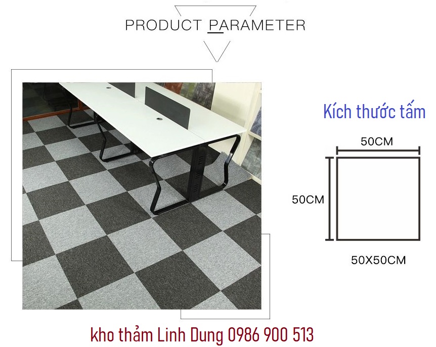 Thảm tấm 50cm x 50cm trải văn phòng